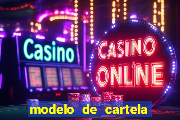 modelo de cartela para bingo