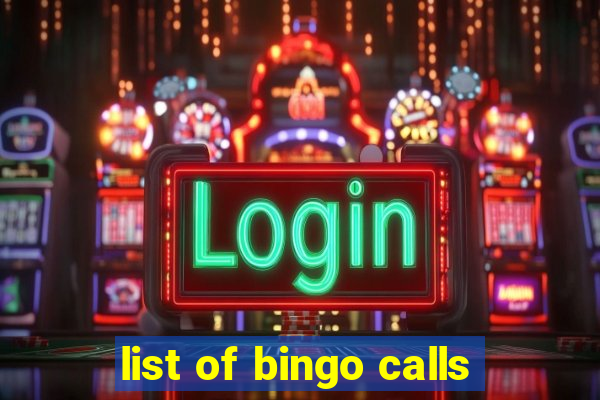 list of bingo calls